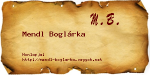Mendl Boglárka névjegykártya